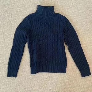 Vintage St John’s Bay Women’s Black Turtleneck Cable Knit Sweater Small Petite